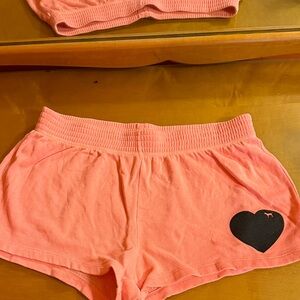 PINK Victoria's Secret Coral Heart Athletic Shorts